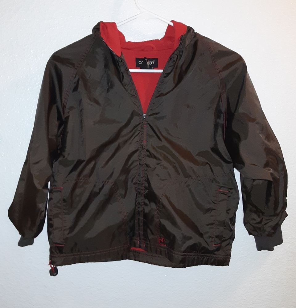 Cotler brown nylon hooded windjacket